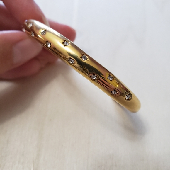 Octagram Round Zircon Open Five-pointed Star Zircon C-shaped Bracelet - Picture 2 of 7